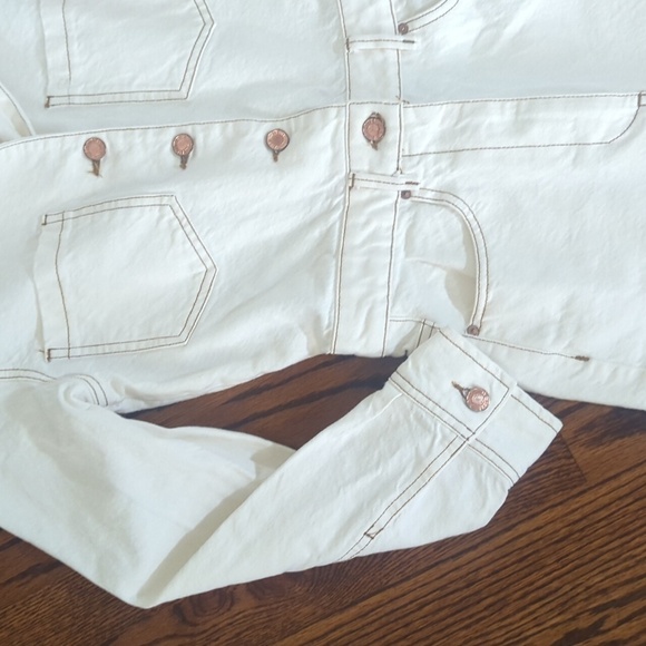 Zara Cream Ecru Utility Boilersuit Button Front Long Sleeve Jumpsuit Sz XS - Picture 5 of 13